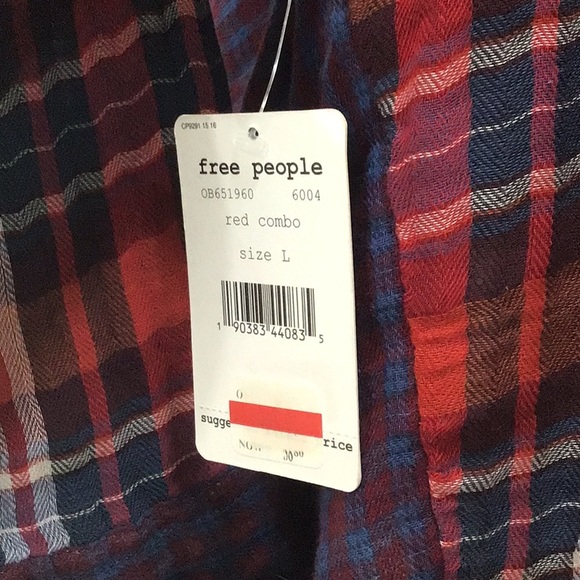 Free People Plaid Oversized Button Down Shirt - Size L - Picture 11 of 16